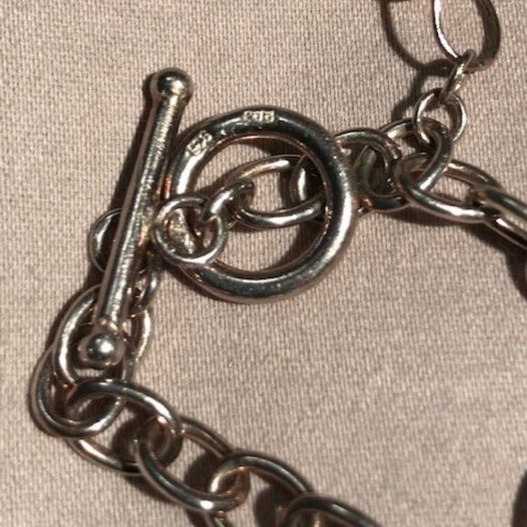 🌸Host Pick🌸 925 Sterling Silver Toggle Bracelet with Pink Crystal Heart - Picture 3 of 6